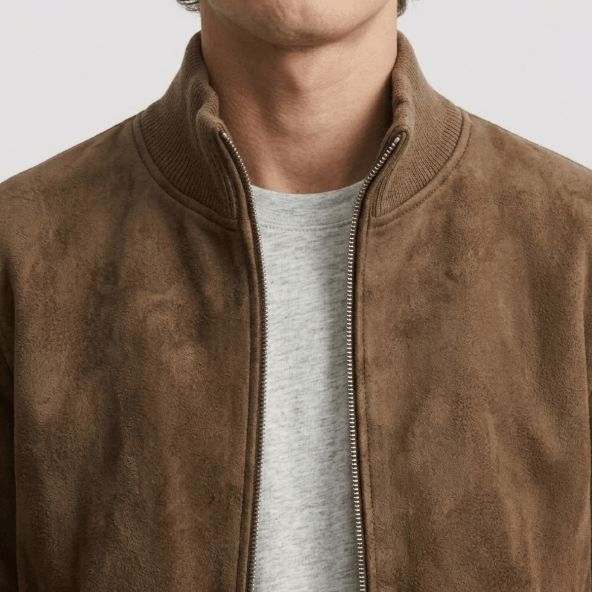 Jaqueta de Camurça Masculina com Ziper