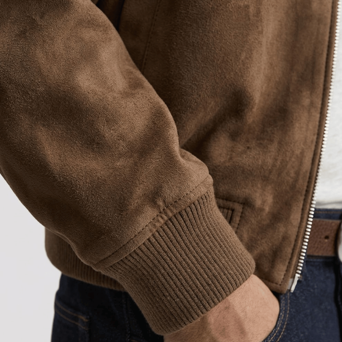 Jaqueta Masculina de Camurça com Ziper