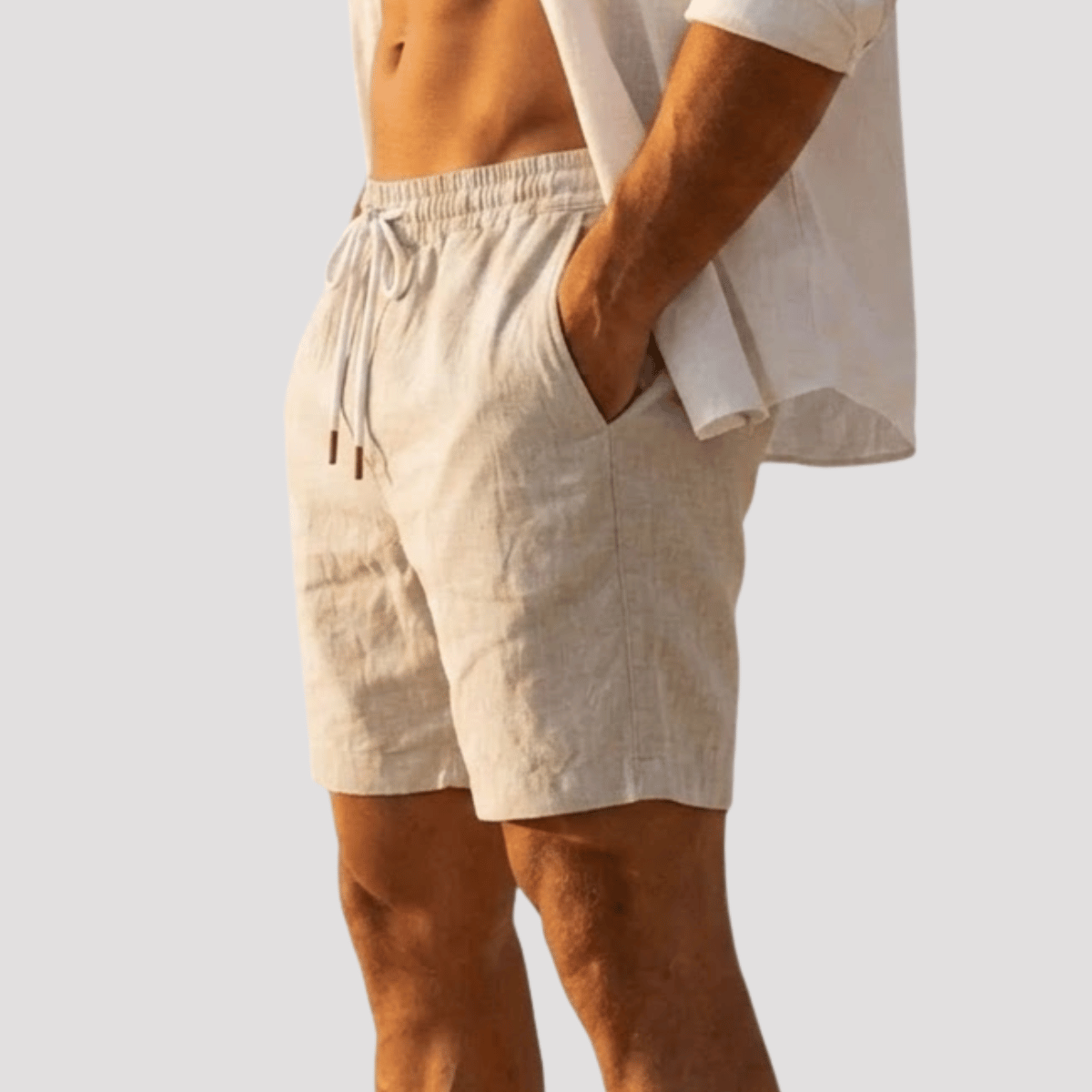 Bermuda de Linho Masculina Lisa