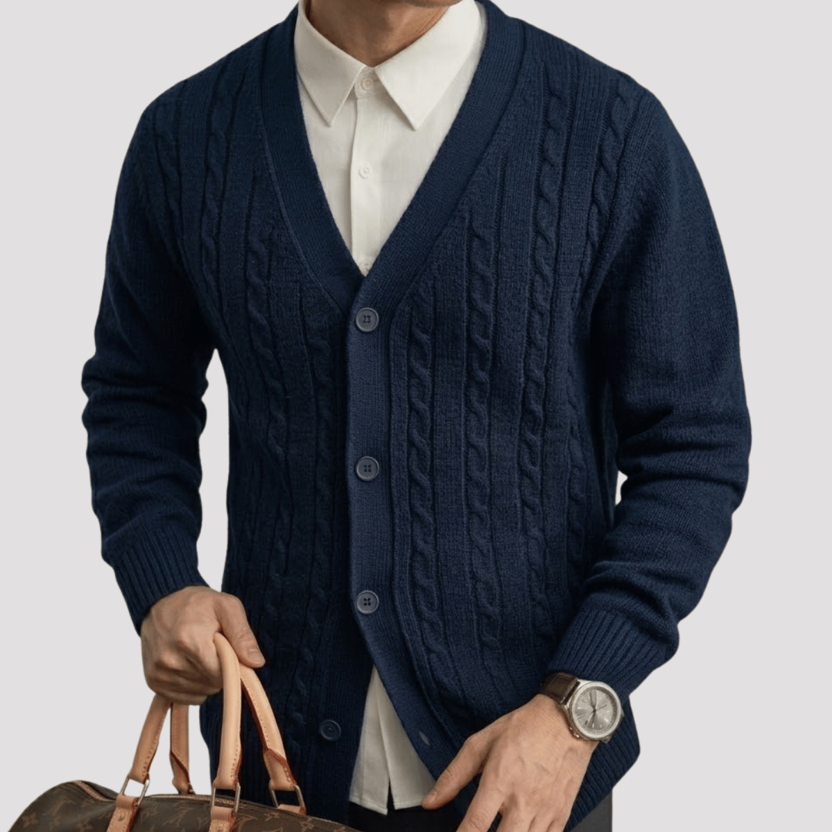 Suéter masculino de Tricot com Botão