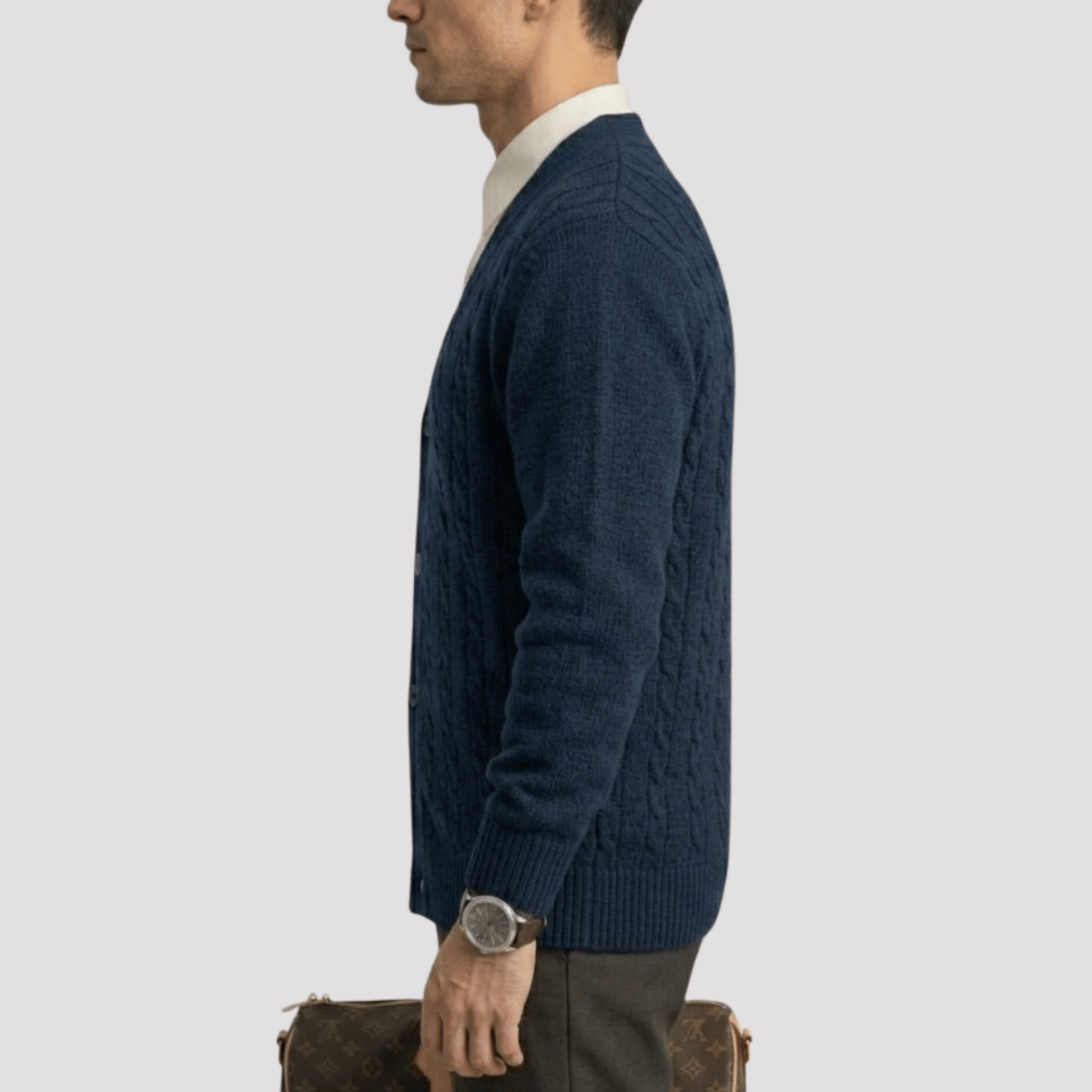 Suéter masculino de Tricot com Botão