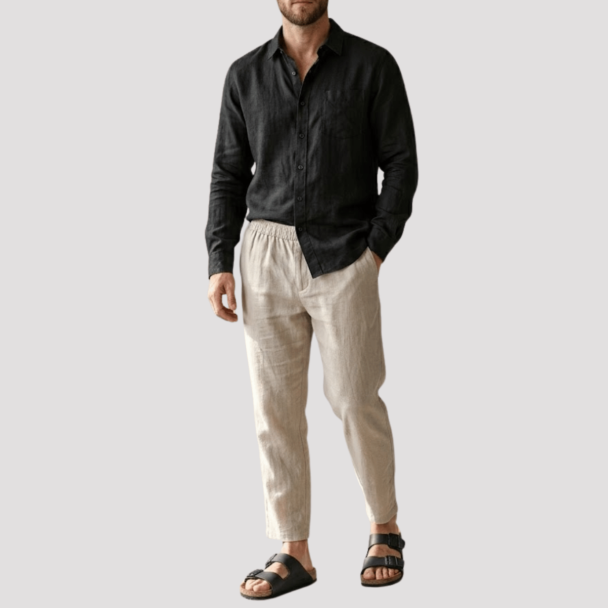 Conjunto Masculino de linho com sandália