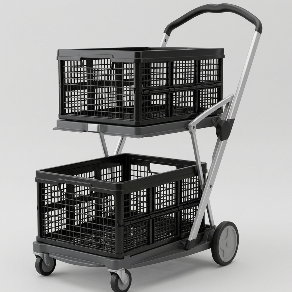 Carrinho de Compras FlexiCart preto em fundo neutro