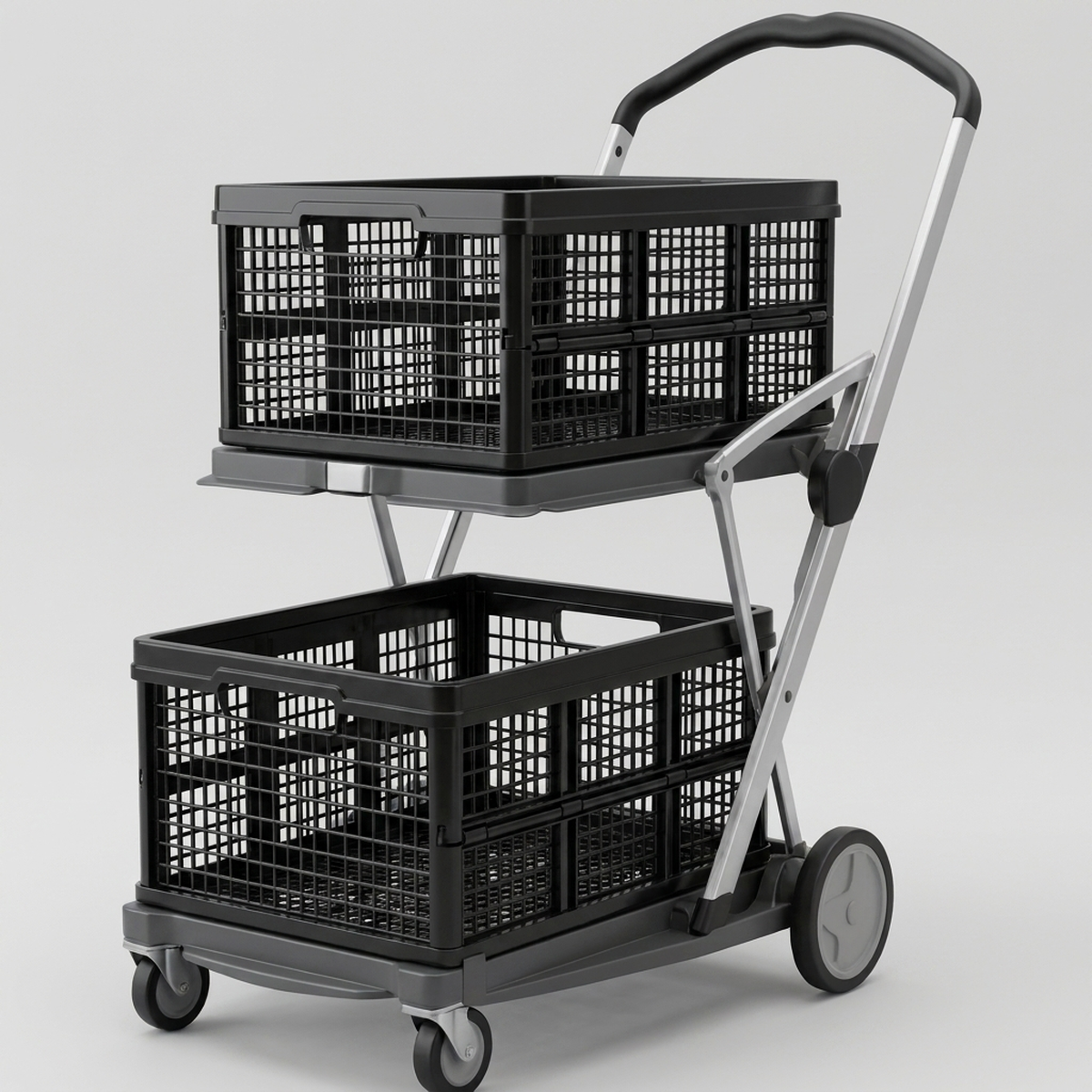 Carrinho de Compras FlexiCart preto em fundo neutro